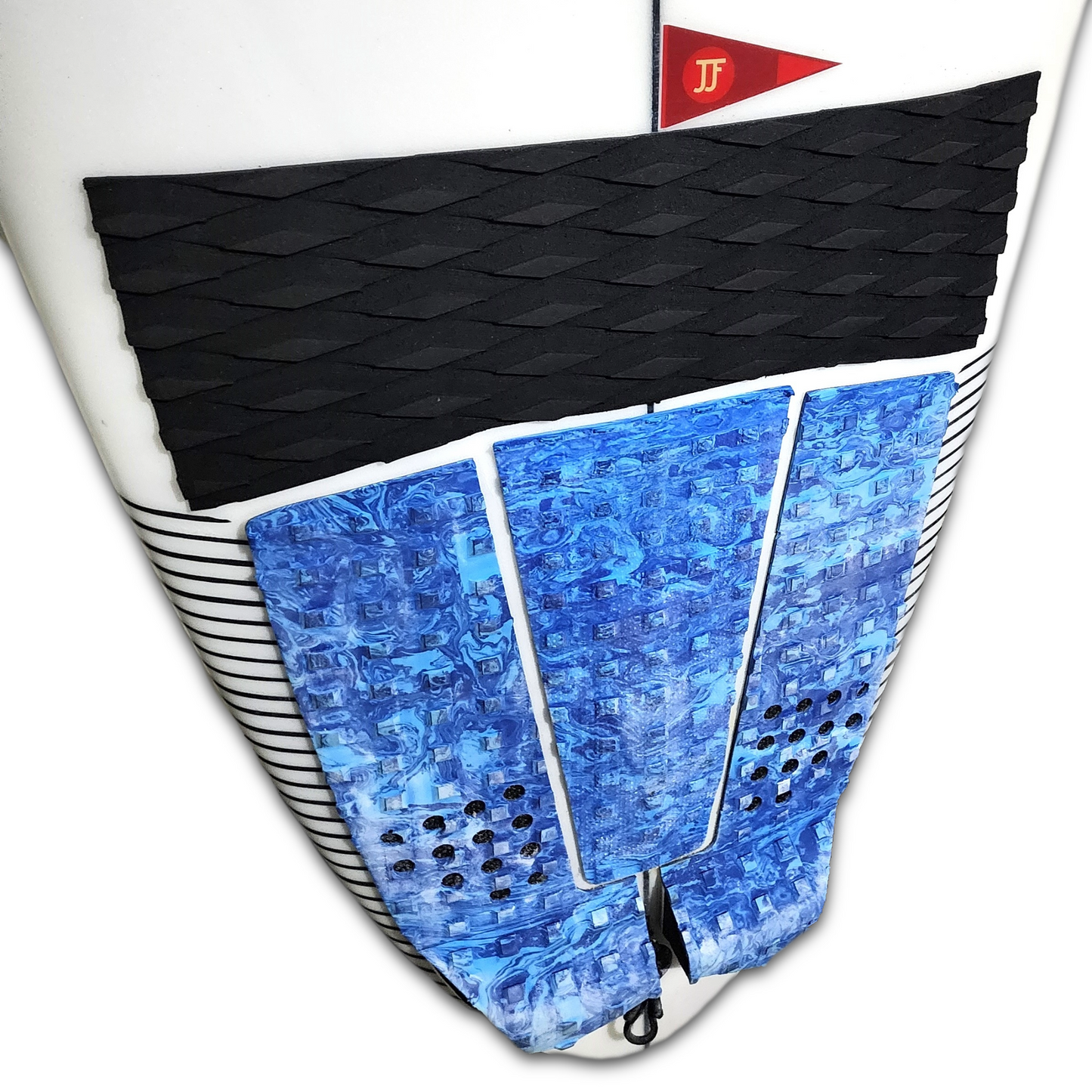 1-piece surfboard front deck grip traction pad module (krak pad step) (on Pyzel surfboard)