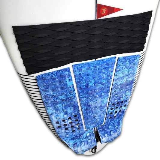 1-piece surfboard front deck grip traction pad module (krak pad step) (on Pyzel surfboard)